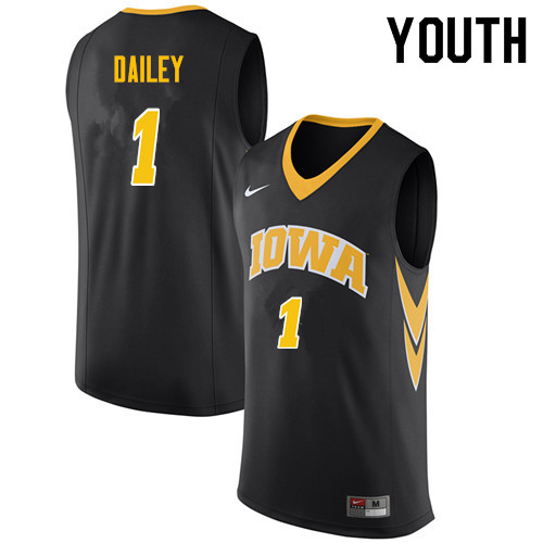 Youth #1 Maishe Dailey Iowa Hawkeyes College Basketball Jerseys Sale-Black
